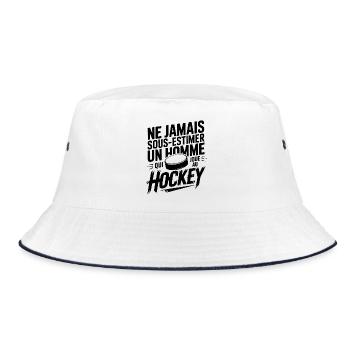 Unterschätze Hockey niemals - Bucket Hat - Weiß/Navy - Vorne