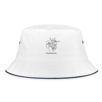 Floral Brain Line Art - Growth - Bucket Hat - white/navy - Front
