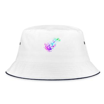 Hawaiian Ukulele Uke Watercolor - Bucket Hat - Weiß/Navy - Vorne