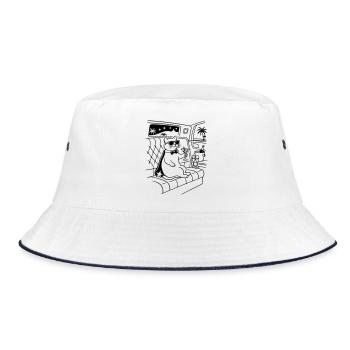 Fame Cat Cat Glamour Star Celebrity - Bucket Hat - white/navy - Front