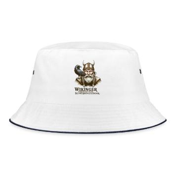 Wikinger Viking Legende Seemann Odin Rabe Kämpfer - Bucket Hat - Weiß/Navy - Vorne