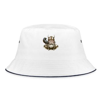 Wikinger Viking Legende Seemann Odin Rabe Kämpfer - Bucket Hat - Weiß/Navy - Vorne