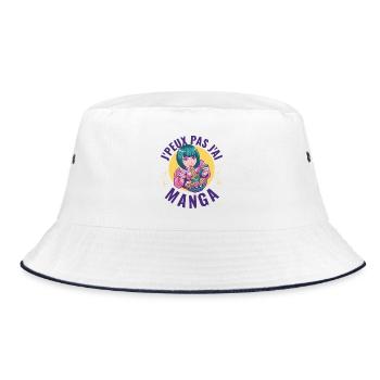 Ich kann keinen Manga Humor Otaku Geek - Bucket Hat - Weiß/Navy - Vorne