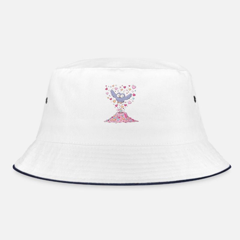 Pastell-Eule mit Liebesherzen Bucket Hat