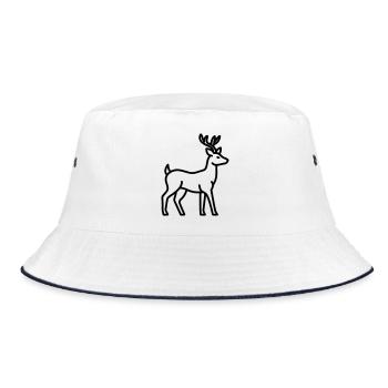 Hirsch - Bucket Hat - Weiß/Navy - Vorne