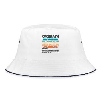 Cycopath Mountainbike Retro Vintage - Bucket Hat - Weiß/Navy - Vorne