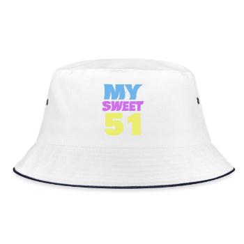 51 - Bucket Hat - white/navy - Front