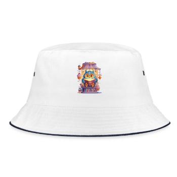 Read owl in the cake market - Bucket Hat - white/navy - Front