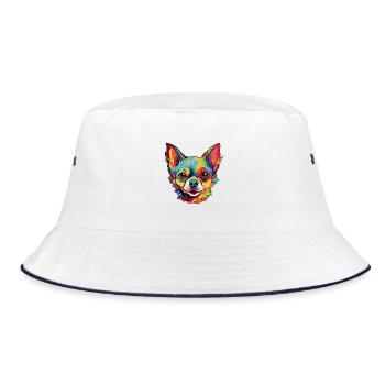 Colorful Chihuahua Pop Art Head - Bucket Hat - white/navy - Front