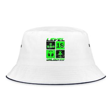 Level 18 Unlocked - Bucket Hat - white/navy - Front