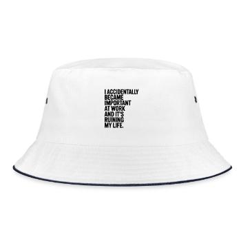 Kühnes inspirierendes Lebenszitat - Bucket Hat - Weiß/Navy - Vorne
