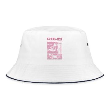Rock Drummer Drum Player Streetwear - Bucket Hat - white/navy - Front