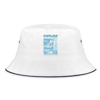 Rock Drummer Drum Player Streetwear - Bucket Hat - white/navy - Front