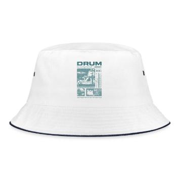 Rock Drummer Drum Player Streetwear - Bucket Hat - white/navy - Front