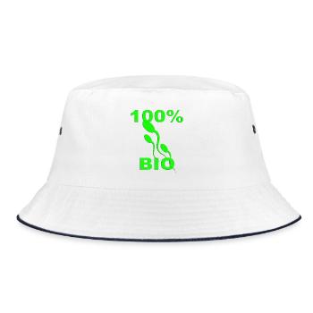 100% Organic Green Eco Symbol | Organic Nature Design - Bucket Hat - white/navy - Front