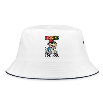 Brüllen in den Vorschul-Dinosaurier zurück zur Schule - Bucket Hat - Weiß/Navy - Vorne