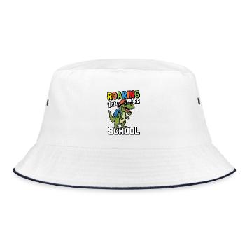 Brüllen in den Vorschul-Dinosaurier zurück zur Schule - Bucket Hat - Weiß/Navy - Vorne