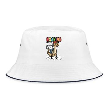 Brüllen in den Vorschul-Dinosaurier zurück zur Schule - Bucket Hat - Weiß/Navy - Vorne