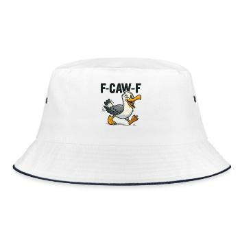 lustige möwe spruch, f caw f - Bucket Hat - Weiß/Navy - Vorne
