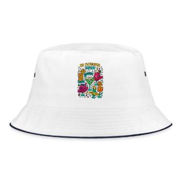 No Hangover Menu, Mocktail Card - Bucket Hat - white/navy - Front