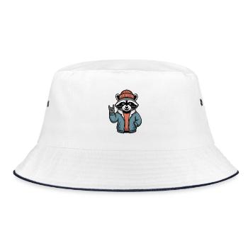 Rocker Raccoon - Bucket Hat - white/navy - Front