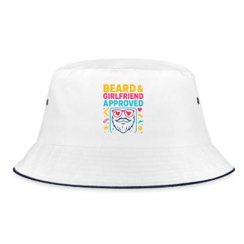 beard girlfriend approved, valentinstag geschenk - Bucket Hat - Weiß/Navy - Vorne