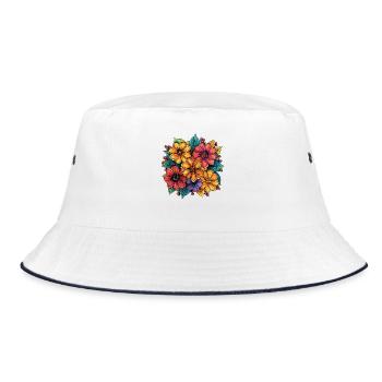 Vibrant Floral Colors Design - Bucket Hat - white/navy - Front