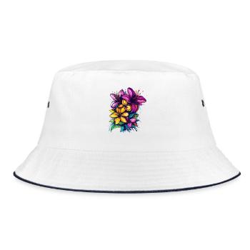 Explosion des couleurs des fleurs tropicales - Bob - blanc/marine - Devant