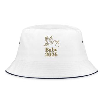 Baby 2026 Stork Birth Announcement - Bucket Hat - white/navy - Front