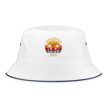 Maldives 2026 Retro Palm Trees - Bucket Hat - white/navy - Front