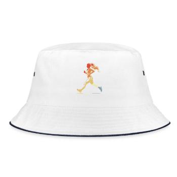 Runner Girl Graphic Vintage - Bucket Hat - white/navy - Front