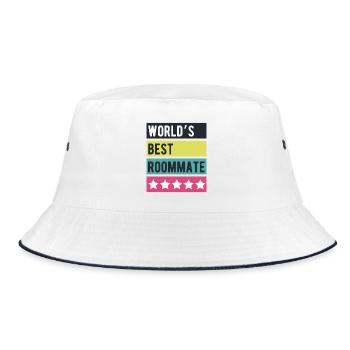 World’s Best Roommate Retro Stars - Bucket Hat - white/navy - Front