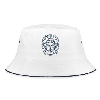 Computer Nerd Robot Logo - Bucket Hat - white/navy - Front