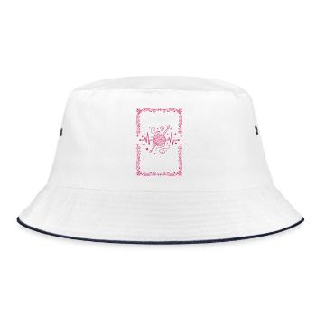 Funny Crochet Heartbeat Crochet Lover Yarn Hook - Bucket Hat - white/navy - Front