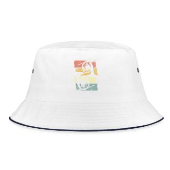 French Horns Drawing - Bucket Hat - white/navy - Front
