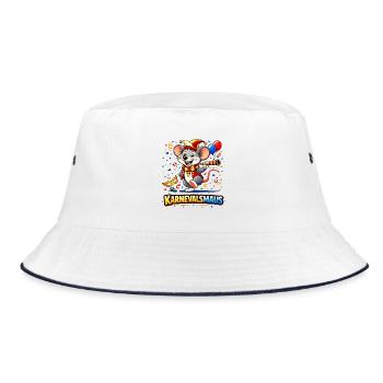 Karnevalsmaus Party-Motiv - Bucket Hat - Weiß/Navy - Vorne