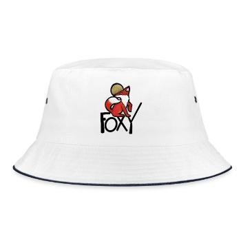 Crimson Fox mit Goldenem Halo - Bucket Hat - Weiß/Navy - Vorne