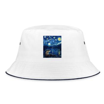 Otter Van Gogh - Bucket Hat - Weiß/Navy - Vorne