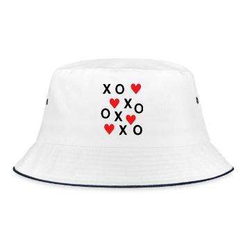 Cute Red Hearts Love Minimal Valentine Design - Bucket Hat - white/navy - Front