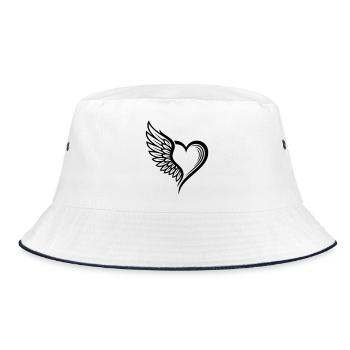 Angel Wings Heart Logo - Bucket Hat - white/navy - Front