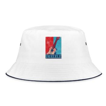 Hawaiian Ukulele Uke Retro Vintage - Bucket Hat - Weiß/Navy - Vorne