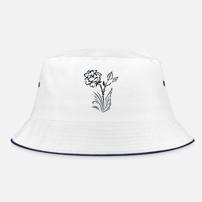 Stylized outlined rose Bucket Hat