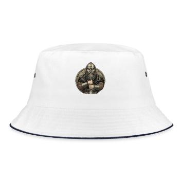 Wikinger Viking Legende Seemann Odin Rabe Kämpfer - Bucket Hat - Weiß/Navy - Vorne