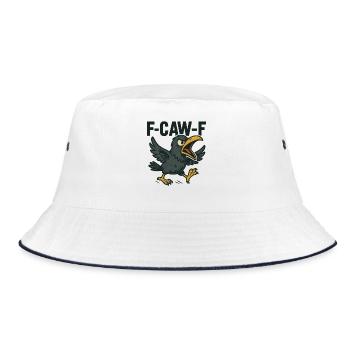 F-CAW-F Krähen Spruch - Bucket Hat - Weiß/Navy - Vorne