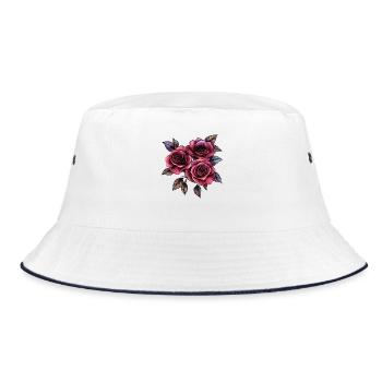 Roses dans le style néon-noir - Bob - blanc/marine - Devant