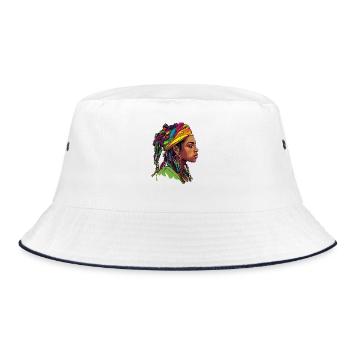 Headwrap Color Explosion Portrait - Bucket Hat - white/navy - Front