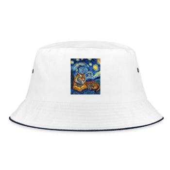 Tiger Van Gogh - Bucket Hat - Weiß/Navy - Vorne