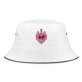 I love You - Valentine' Day | Dolch Herz Ornament - Bucket Hat - Weiß/Navy - Vorne
