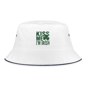 Kiss Me I'm Irish Shamrock  - Bucket Hat - white/navy - Front