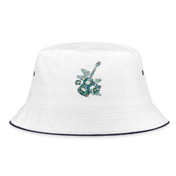 Hawaiian Ukulele Uke Tropical - Bucket Hat - Weiß/Navy - Vorne